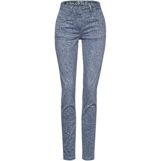 Cecil Damen Hose mit Animal Print-Mix Quiet Blue 31 schmal geschnitten, Mittlere Leibhöhe, Karottenhose, Tierisches Muster, Stoffhose Style Vicky - 31W / 32L