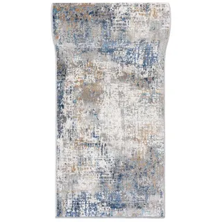 mazovia Läufer Läufer FlurLäufer Modern für Vorzimmer Schlafzimmer - Abstrakt Muster, 60 x 100 cm, Kurzflor, Meterware blau|grau 60 x 100 cm