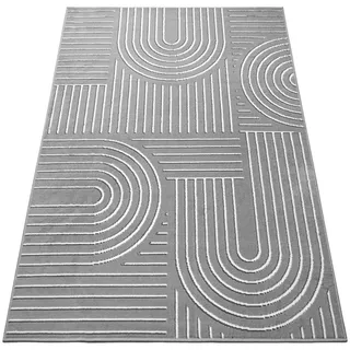 Teppich MY HOME "»Lysandra«" Teppiche Gr. B/L: 200 cm x 300 cm, 8 mm, 1 St., grau Esszimmerteppiche 3D-Effekt, softer Kurzflor, pflegeleicht, leichter Glanz, Scandi-Look