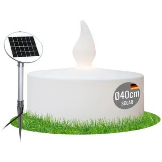 8 seasons design Solar Dekolampe Shining Tealight Ø 40 cm (Weiß), LED warmweiß, Solarpanel, Dämmerungssensor, Teelicht, Dekoleuchte, Weihnachts-Deko, Winter-Deko für außen