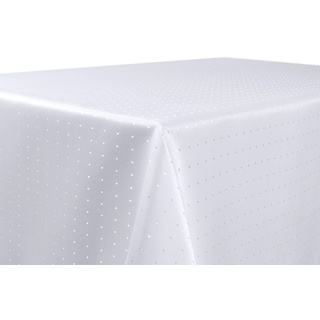 Beautex Tischdecke Beautex Tischdecke Damast Punkte - Bügelfreies Tischtuch - Fleckabweisende, pflegeleichte Tischwäsche - Tafeltuch (1-tlg) weiß Oval - 160 cm x 220 cm