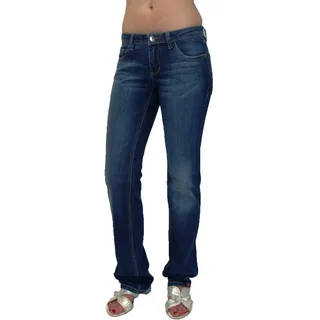 edc by ESPRIT, Five Damen Jeans Hose, Bootcut, Strech, Low Rise, Slim Fit, N4D070, blau W25/L34 - 25W / 34L