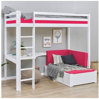 Hoppekids Hochbett ECO Dream Kinderbett mit Schreibtisch & Loungesofa rosa