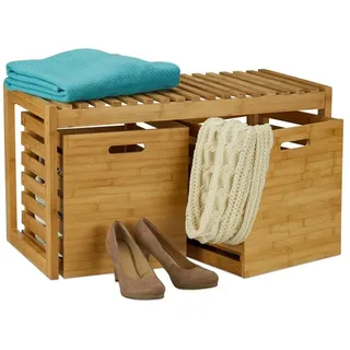 Relaxdays Sitzbank Bambus Braun 110 x 40 x 48 cm
