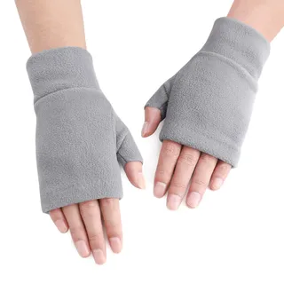 JINTN Unisex Sport Fleece Halb Handschuhe Fingerlose Fäustlinge Arbeitshandschuhe Armstulpen Warm Winterhandschuhe für Damen und Männer - L
