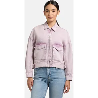 Hemdjacke KHUJO "Nelina", Damen, Gr. XL (42), rosa (violet), Material: 100% Baumwolle, lässig geschnitten hüftlang, Rundhals, Ärmel ohne Ärmelschlitz verstellbar, Jacken, Oversize Jeansjacke