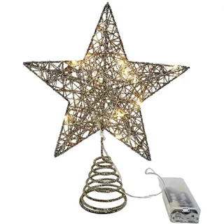 Tomedeks Weihnachtsbaumspitze Stern 20 * 25 cm Klein glitzernder Metalldraht Fett Weihnachtsbaum Spitzen Christbaumspitze Christmas Weihnachten Dekoration Gold(A)