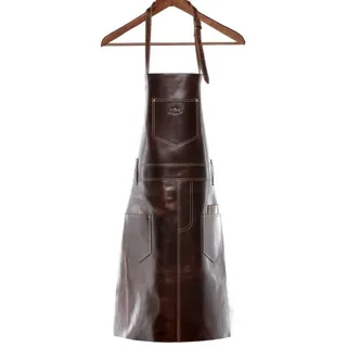 SID & VAIN Grillschürze echt Leder Schürze zum Grillen BBQ groß braun DEAN, Kochschürze echt Leder Unisex, Lederschürze BBQ braun-cognac braun