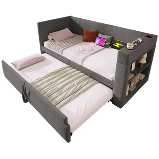 Flieks Tagesbett, Grau, Holz, 98x74x217 cm, Wohnzimmer, Sofas & Couches, Schlafsofas