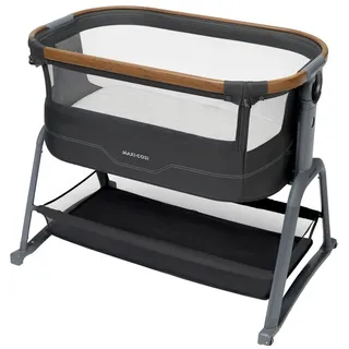 Maxi-Cosi Iora Plus Baby Stubenbett, 0-6M (9 kg), Klappbares und Leichtes Beistellbett Baby, Schaukelmodus, Leichtgängige Rollen, 5 cm CloudCore-Matratze, 5 Höhenstufen, Easy Slide, Elegance Graphite