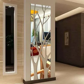3d-wandaufkleber Mit Baumzweig-spiegel, Selbstklebend, Abnehmbar, Acryl, Für Die Innendekoration, Wohn- Und Schlafzimmer (11 X 39)