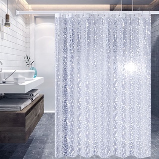 Duschvorhang Waschbar, Shower Curtains 300X200 Peva Pünktchen Weiß Antischimmel Duschvorhänge Durchsichtig Klar Outdoor für Badewanne