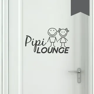 WANDKINGS Wandtattoo - PIPI LOUNGE mit Frau & Mann im Smiley-Style - 25 x 14 cm - Dunkelgrau - Wähle aus 5 Größen & 35 Farben