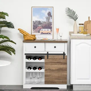Rustikaler Scheunentor-schrank, Buffet-sideboard Im Landhausstil Für Küche Und Esszimmer, Weiß