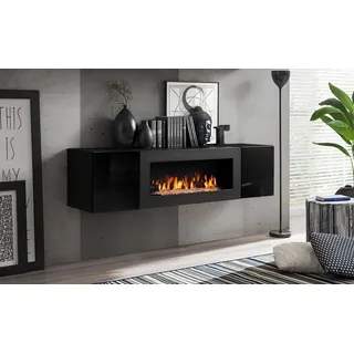 JVmoebel Sideboard Luxus Wandschrank aus Holz mit Kamin-Design, Made in Europa schwarz