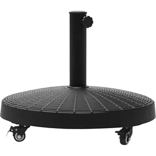 Sonnenschirmständer 25kg Schirmständer Mit Rollen Rund Rattanoptik Ständer Für Schirmstangen Mit Ø38/48 Mm Ständer Für Garten, Balkon, Schwarz