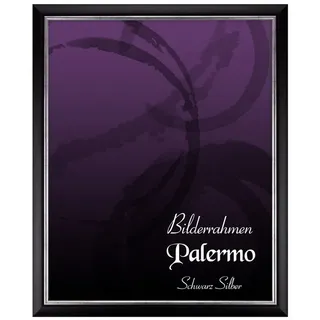 Einzelrahmen Bilderrahmen Palermo, (1 Stück), 50x60 cm, Schwarz Silber, Holz schwarz|silberfarben 50 cm x 60 cm