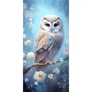 Diamond Painting Eule Blume Malen Nach Zahlen Erwachsene, Diamond Painting xxl Groß 30 X 60cm, 5D Diamant Painting Bilder Kinder, DIY Dimondpaintin Crystal Arts, Wand Deko Aesthetic Geschenke, i625