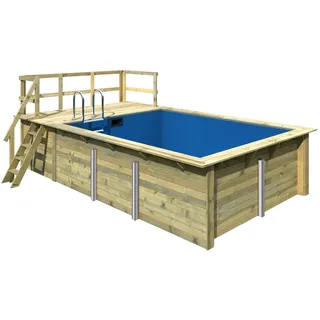 Karibu Rechteck Pool Gr. 2 350 x 440 cm inkl. Filteranlage und Terrasse