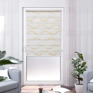 K-HOME Klemmfix Doppelrollo Welle 90 x 150 cm beige