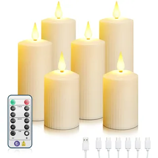 Forever Speed Wiederaufladbare LED Kerzen,Flammenlose Kerzen mit Fernbedienung timer wasserdicht Funktion, 6 Stück LED Teelichter für Heimdekoration, Weihnachten, Hochzeiten