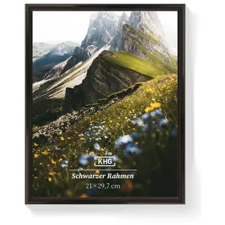 KHG Bilderrahmen 21x30 cm Schwarz, für 1 Bilder (stabile Glasfront & Kunststoff-Rahmen, 1 St), für Fotos, Poster, Zertifikate & Collagen schwarz 21 cm x 30 cm x 1.8 cm