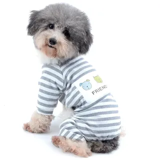 Ranphy Schlafanzug für kleine Hunde, gestreift, für den Winter, Bequeme Baumwolle, Haustierkleidung, Welpenkleidung, Katzenbekleidung, Doggy Pyjama, PJS-Hemd, Yorkie-Overall für Sommer Herbst