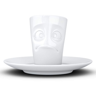 FIFTYEIGHT PRODUCTS / Tassen / Espresso-Mug mit Unterteller „Verdutzt“ (Porzellan, 80 ml, Weiß, Made in Germany)