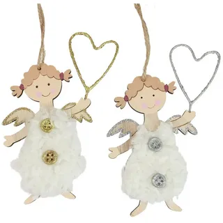 Florists Products Christbaumschmuck Weihnachtsengel Holz Anhänger Christbaumschmuck Handbemalt, 8 Stück weiß