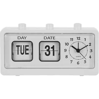 BESPORTBLE Retro Flip Wecker mit Kalender, Manueller Tischwecker mit Alarm und Einstellbarer Datumsanzeige, Mechanische Klappuhr ohne Batterie für Büro, Kinderzimmer, Schreibtisch und Lernzimmer