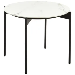 Venjakob Couchtisch, Creme, Schwarz, Metall, Keramik, Marmoroptik, rund, rund, 55x49x55 cm, Goldenes M, Wohnzimmer, Wohnzimmertische, Couchtische, Couchtische Metall