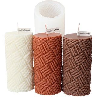 JS MOLD Kerzengießform Silikon,3D Woll zylindrische Kerzenformen,Kerzenherstellung Gießformen,DIY Silikon Kerzenform Gießen für Die Herstellung Von Kerzen, Aromasteinen, Duftkerze
