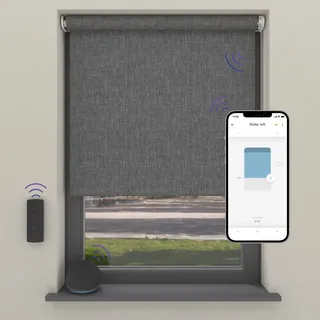Cocoon Home Elektrisches Rollo 80x190, Verdunkelnd, Smart, Hellgrau Struktur - Grau