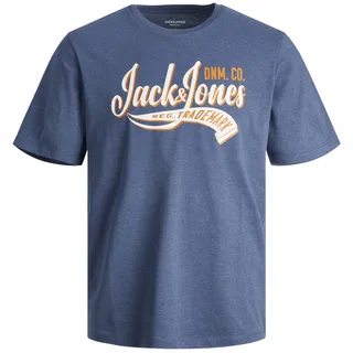 Jack & Jones Herren Rundhals T-Shirt JJELOGO Regular Fit Ensign Blau 12246690 M