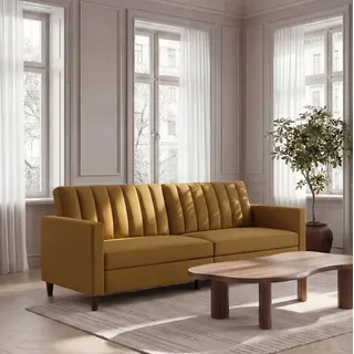 Dorel Home 3-Sitzer Celine, Rückenlehne 2-teilig und 3-fach verstellbar, Sitzhöhe 43 cm gelb