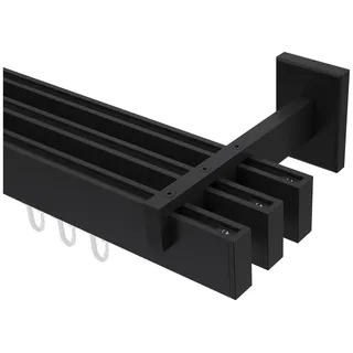 Interdeco Innenlaufgarnitur 3-läufig Ø 14x35 mm 180 cm Schwarz