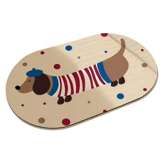Fußmatte Dackel Motiv Oval 40x60 cm Rutschfest Waschbar