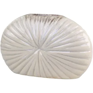 Chic Antique Flache Niort Vase mit Rillen, H17,5/L27,5/B6 cm, latte