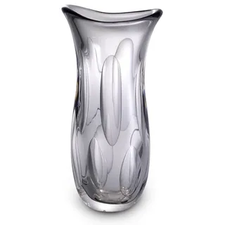 Casa Padrino Luxus Deko Glasvase Grau 19 x 14 x H. 39 cm - Elegante Blumenvase aus mundgeblasenem Glas - Deko Accessoires