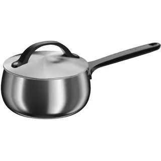 BergHOFF Home Kochtopf klein (16cm) – Stielkasserolle - Edelstahl Topf mit Deckel - Kochtopf für alle Herdarten - Kasserolle schwarz – spülmaschinengeeignet & Ofenfest
