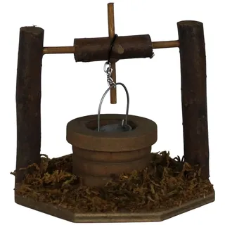 | ZICOM Krippenzubehör Brunnen 9x9x8,5cm Holz, Metall – Handgefertigter Miniatur-Brunnen für Krippen