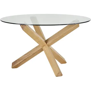 Esstisch  mit Tischplatte aus Klarglas Figo , holzfarben , Maße (cm): H: 75  Ø: 130