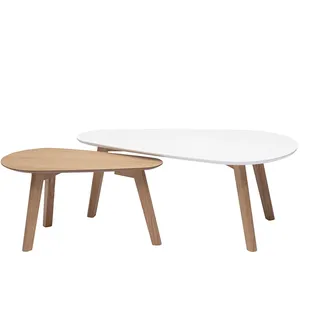Skandinavische Eiche und weiße Couchtische (2er-Set) ARTIK