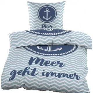 KH-Haushaltshandel Renforce Schriftzug Blau 135 x 200 cm + 80 x 80 cm