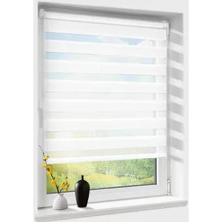 Doppelrollo klemmfix ohne Bohren, Duo Rollos für Fenster & Tür mit Bohren, Version 2026 Weiß B100 x H100cm (Stoffbreite 100 cm), Fensterrollo lichtdurchlässig & verdunkelnd, Klemmrollo Sonnenschutz