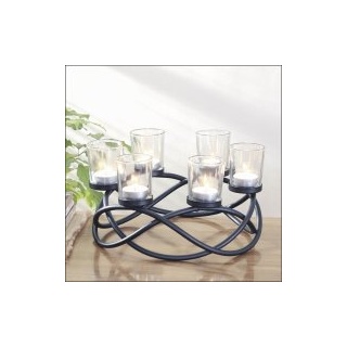Kerzenhalter, für 6 Kerzen  Metall / Glas
