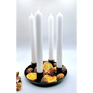 meytrade Adventskranz mit 4 weißen Kerzen, Winter Streuartikel und Dekoschale, 24 Teile im Set