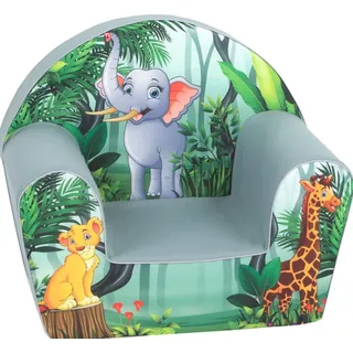 Gomoor Kindersessel ab 1 Jahr – Bequem und Leicht – Sessel Kinderzimmer – Waschbarer Bezug – Weiche Schaumstoffpolsterung (Dschungel-Elefant)