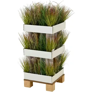 Decoris 1x Künstliche Gräser 10x30cm im Topf Kunstpflanze Grünpflanze Kunstgras Pampasgras Dekopflanze Topfpflanze Dekogras Hochzeitsdeko Wohndeko Bürodeko