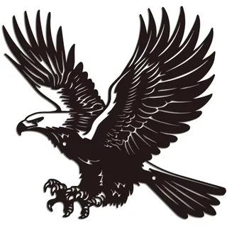 WADORN Adler Wanddekoration Aus Metall, Schwarzer Adler Wandkunst Aus Metall Zum Aufhängen Schilder Wandskulptur Statuen Dekor Geschenk Für Heimdekoration Wohnzimmer 28.4x30cm